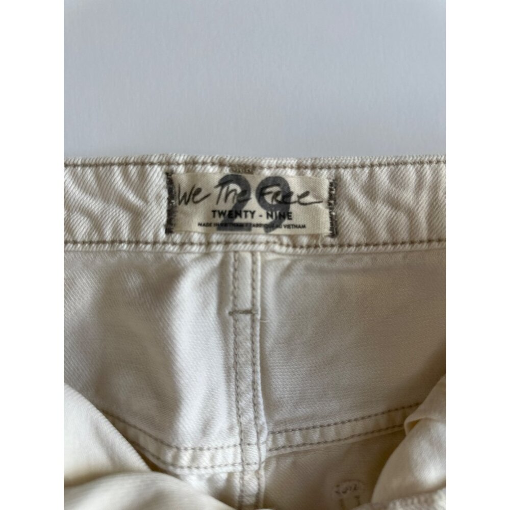 Free People We The Free White Denim Frayed Hem Mini Skirt Size 28 - Picture 8 of 8